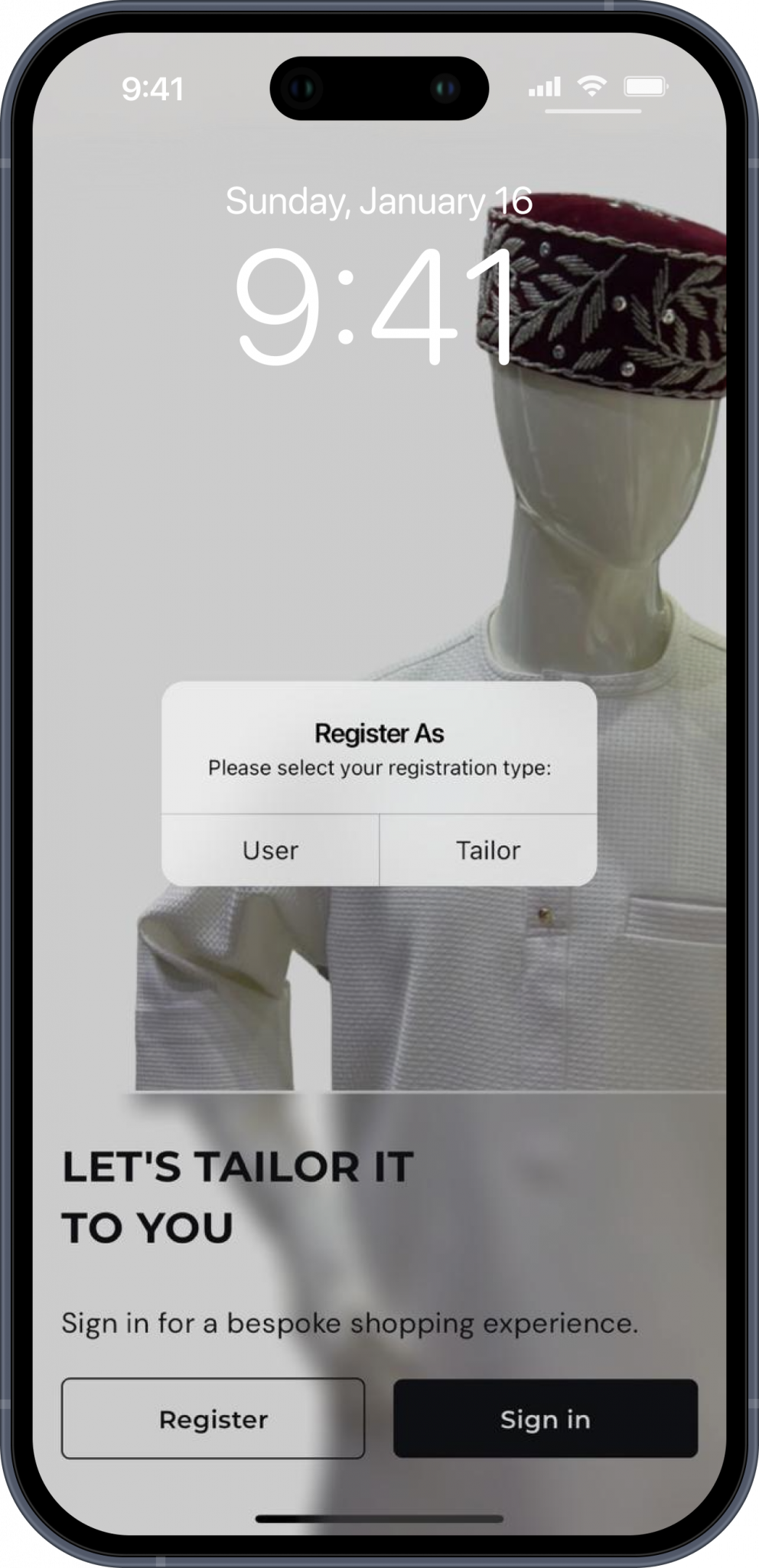 Phone with registration screen